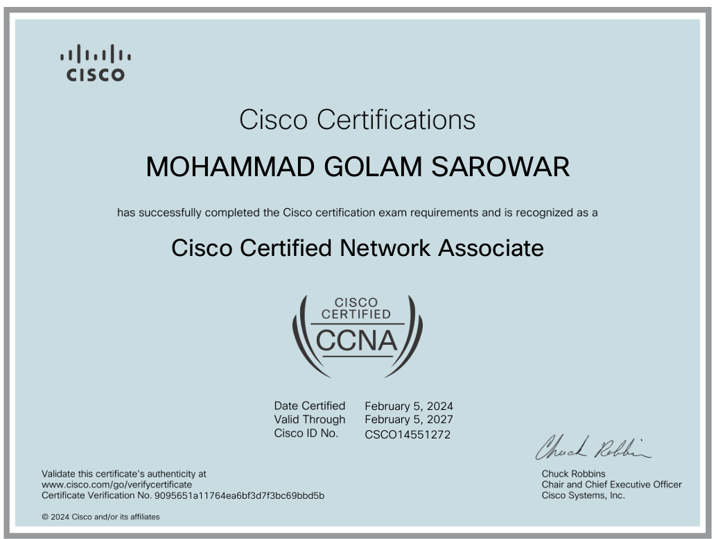 Cisco Certified Network Associate (CCNA) — ID: CSCO14551272